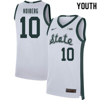 Youth Michigan State Spartans NCAA #10 Jack Hoiberg White Authentic Nike 2020 Retro Stitched College Basketball Jersey YU32V35LZ